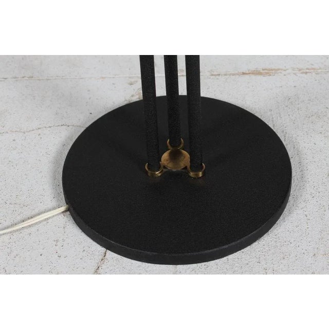3-Armed Floor Lamp in Brass and Black Lacquered Metal in the Style of Josef Frank, 1950s For Sale - Image 9 of 13