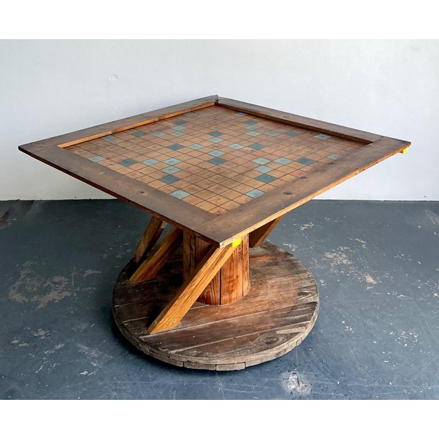 Vintage Monumental Wood Scrabble Board Game Table For Sale - Image 12 of 17