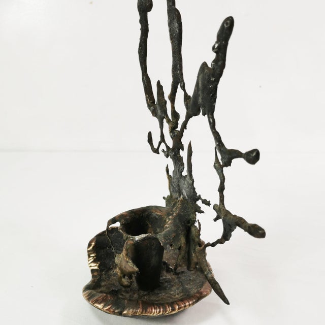 Brutalist Cast Iron Candlestick, Belgium, 1960s For Sale - Image 6 of 15