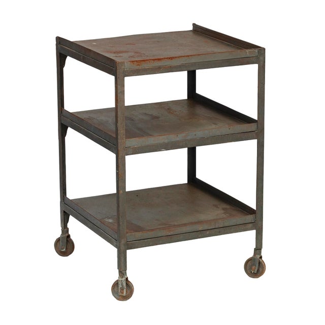 Pr. MCM Industrial Rolling Side Tables For Sale - Image 17 of 18
