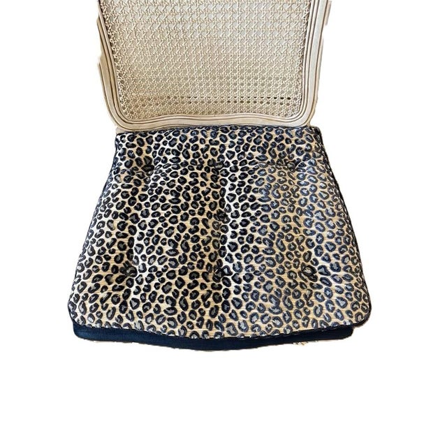 Set of 6 Vintage Carved Cane‑Back Accent Chair With Leopard Upholstery For Sale - Image 4 of 8