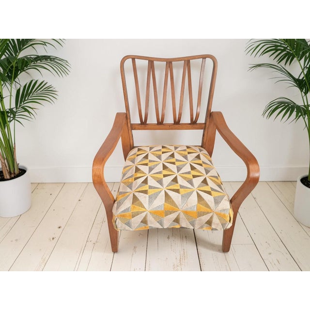 Linden mid century beech armchair by g. A. Jenkins for eric lyons | restored & re-upholstered | circa 1950s a beautifully...