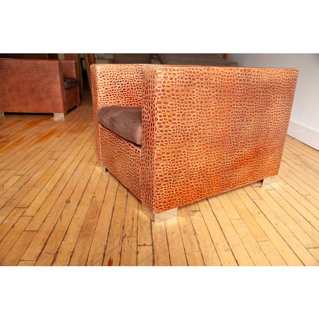 1990s Pair of Minotti “Suitcase Line” Club Chairs in Crocodile Leather. For Sale - Image 13 of 14