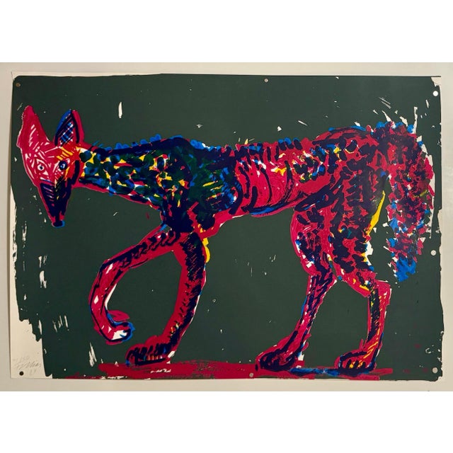Pop Art Rainer Fetting, Large German Junge Wilde Rainer Fetting Screenprint Serigraph Print Wolf Pop Art, 1984 For Sale - Image 3 of 7