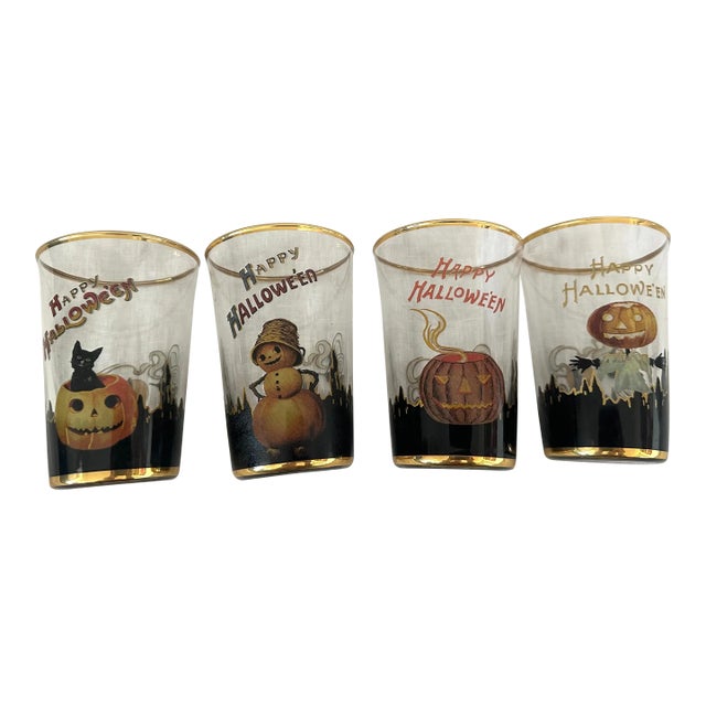 Set of 4 Pottery Barn Halloween Tumblers For Sale