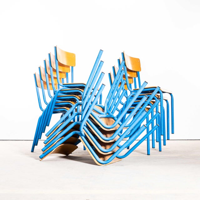 1960’s Vivid Blue Simple Mullca Stacking Dining Chairs. - Set Of Four. One of our most favourite chairs, in 1947 Robert...