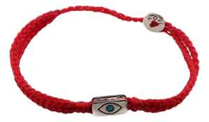 Men's Sterling Silver Evil Eye Charm Red Rope Hope Bracelet