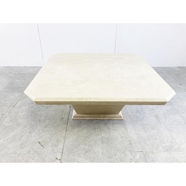 Vintage Travertine Hidden Bar Coffee Table, 1970s For Sale - Image 3 of 11