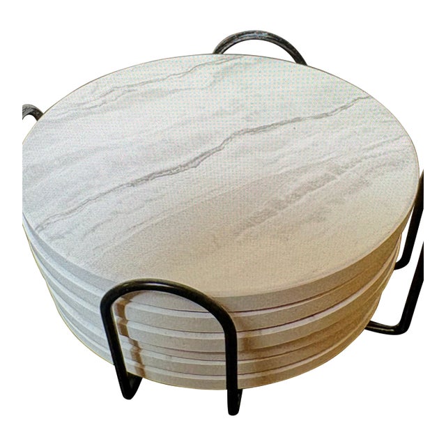 Vintage Stone Marble Coasters - Set of Six For Sale