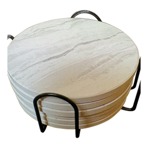 Vintage Stone Marble Coasters - Set of Six