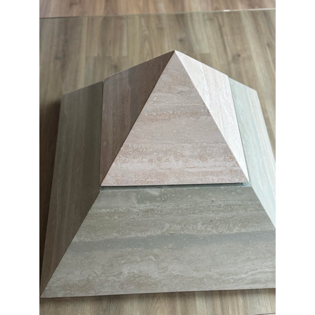 Postmodern Travertine Pyramid Coffee Table, in Flawless conditions. Designed 1980 to 1989