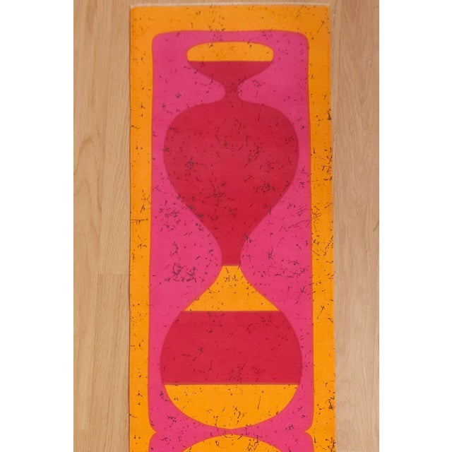 Mid-century screen-printed wall hanging. Signed by the german artist Traute Sänger Unused, very rare find in this...