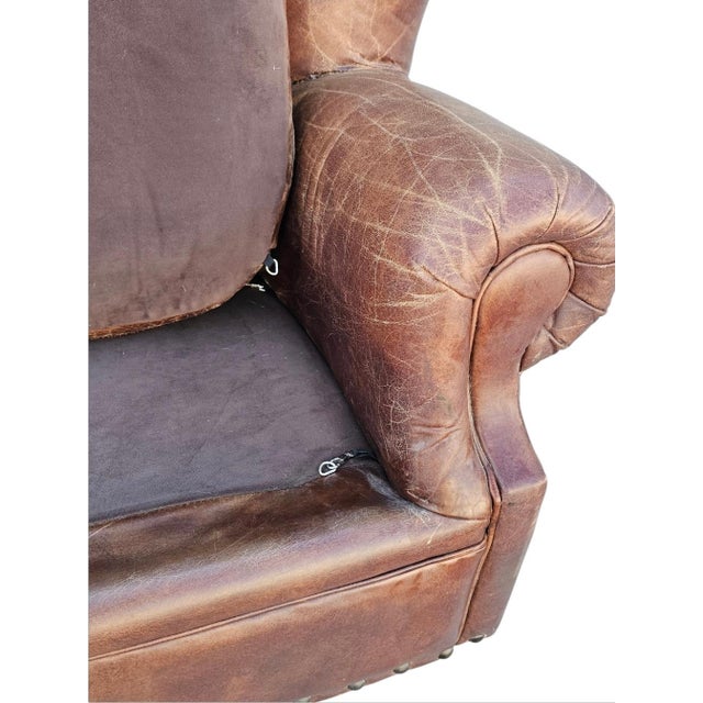 Restoration Hardware Leather Churchill Tufted Sofa For Sale - Image 14 of 18