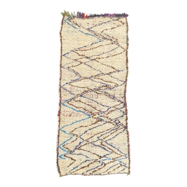Vintage Azilal Boucherouite Moroccan Rug, 04'03 X 10'00 For Sale