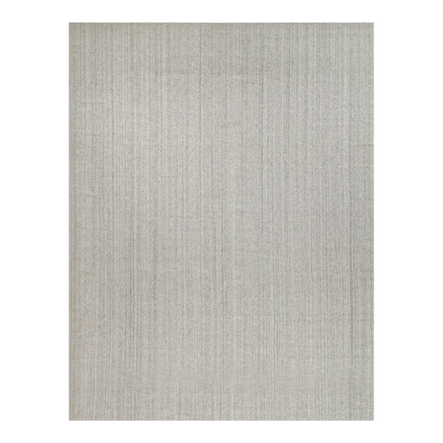 2010s Rug & Kilim’s Modern Rug in Solid Gray and Off-White Striae - 13x17 For Sale