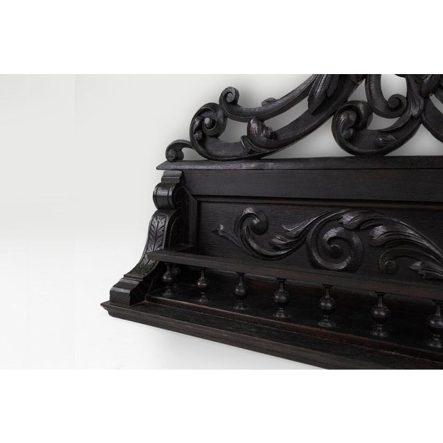 Baroque Carved Black Wooden Sculptured Shelf, France, 1850s For Sale - Image 9 of 16
