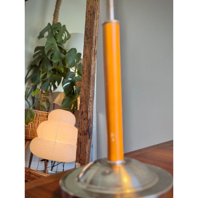 Vintage Mid Century Modern Chrome & Orange Gooseneck Desk Lamp For Sale In Los Angeles - Image 6 of 11