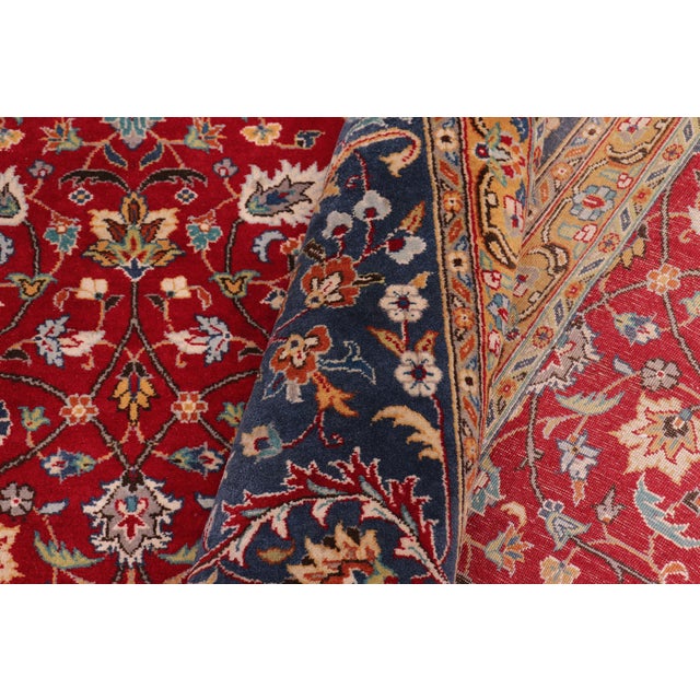Textile Traditional Floral 1990's Pak-Persian Red/Teal Wool Rug - 9'0'' X 12'0'' For Sale - Image 7 of 9
