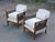 Wood Vintage Louis XV Style Cane and White Fabric Armchairs, 1950, Set of 2 For Sale - Image 7 of 10