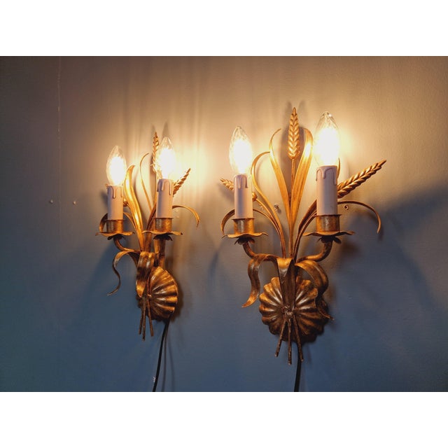 Wall Lights in Gilt Metal, Florence, Italy, 1970s, Set of 2 For Sale - Image 13 of 14