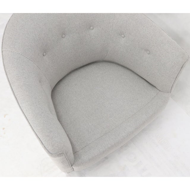 Milo Baughman New Basket Weave Wool Flax Blend Upholstery Barrel Back Lounge Chairs For Sale - Image 4 of 14