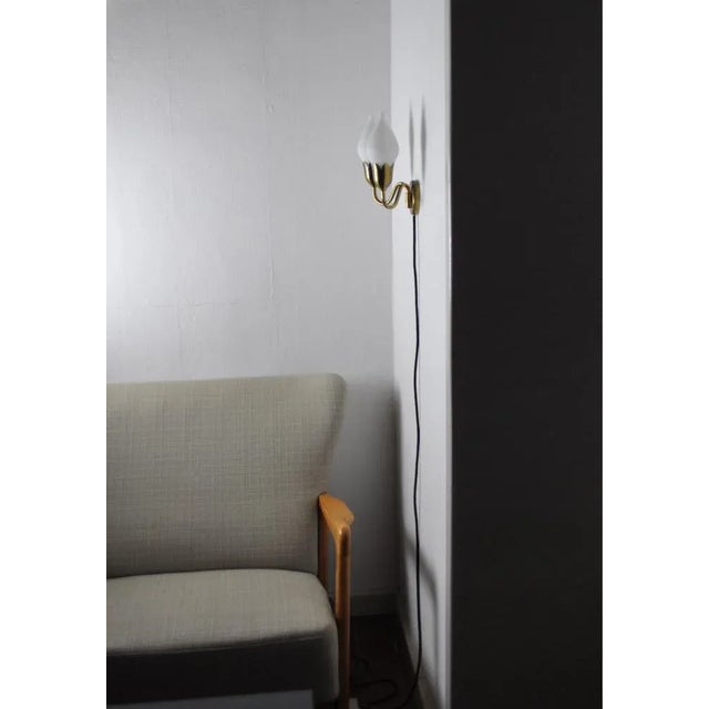 Brass and Opaline Glass 2-Arm Tulip Wall Lamp from Fog & Mørup, 1950s For Sale - Image 6 of 11