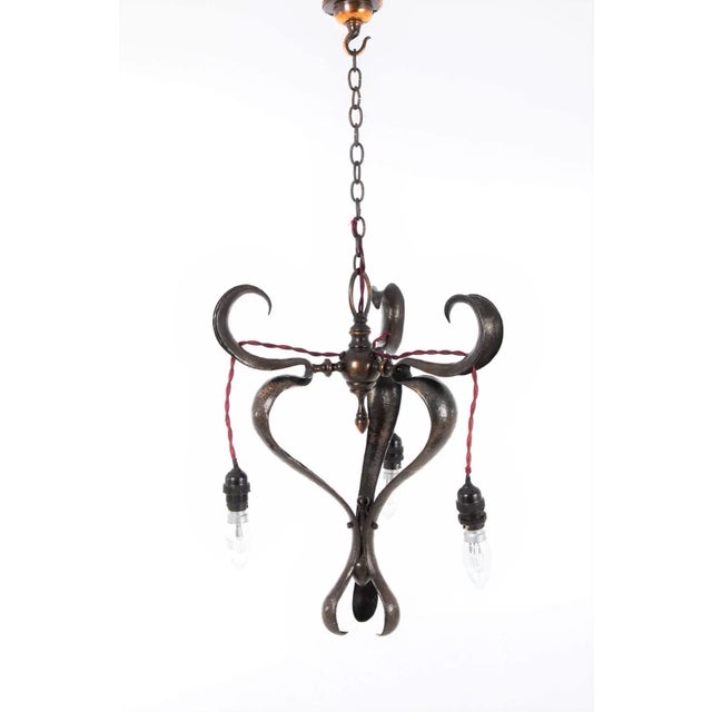 Black Art Nouveau Chandelier For Sale - Image 8 of 8