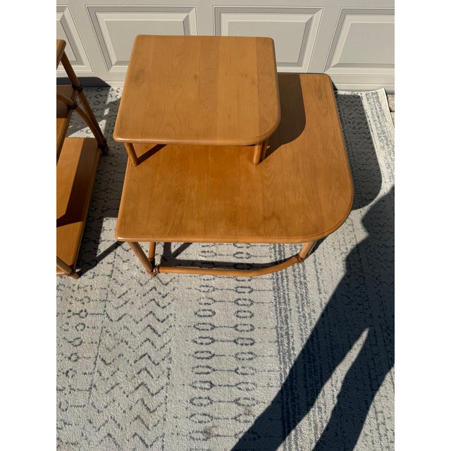 Heywood Wakefield Ashcraft Line Three Tier Step Tables and Two Tiered Corner Table For Sale - Image 14 of 16