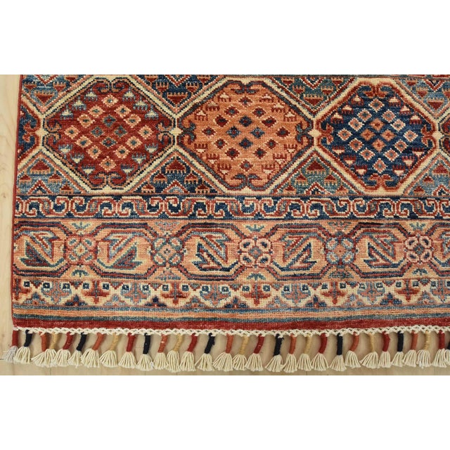 Fine Khorjin Rug 5’6” X 7’7” Red Wool Tribal Hand-Knotted Oriental Carpet For Sale - Image 11 of 14
