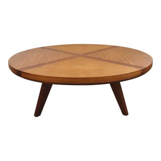 Refinished Vintage Mahogany Round Cocktail Table For Sale