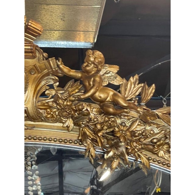 Monumental 19th Century French Louis XVI Giltwood Mirror For Sale - Image 9 of 10
