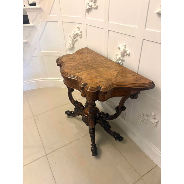 An outstanding quality Victorian burr walnut card table beautifully proportioned and richly figured throughout. The...