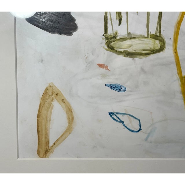 Paint 1980s Modern Original Mimi Young Abstract Acrylic Object Painting on Paper Framed For Sale - Image 7 of 12