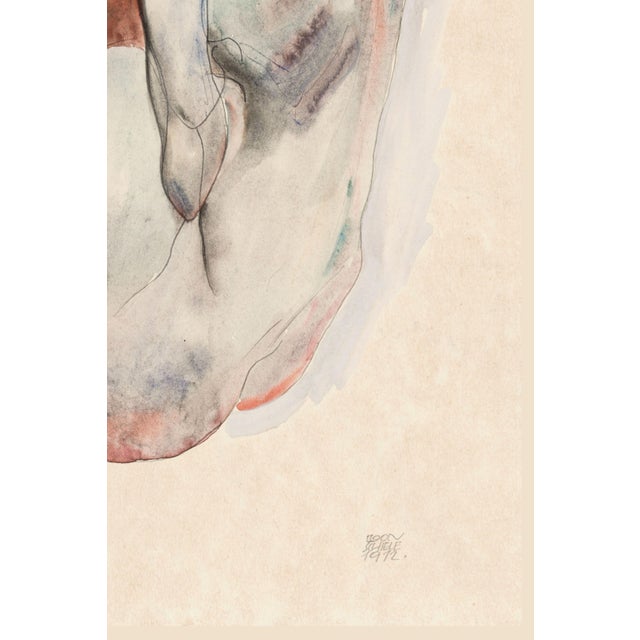 1912 Vintage Nude Figure Art Print by Egon Schiele, Crouching Nude - 36" X 54" For Sale - Image 9 of 10