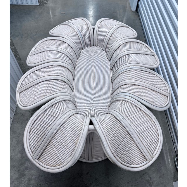 Vintage Flower Oval Dining Table in Pencil Reed Bamboo and Rattan For Sale - Image 11 of 16