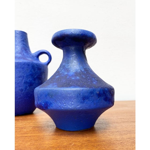 Mid-Century German Minimalist Cobalt Blue Vases from Hartwig Heyne Pottery, 1960s, Set of 3 For Sale - Image 12 of 18