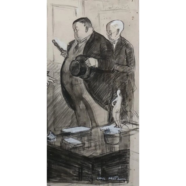 Carl Hugo Beetz -Gallery Back Room- original 1938 Mix Media Painting Mix media on paper under glass -Signed frame size 20...