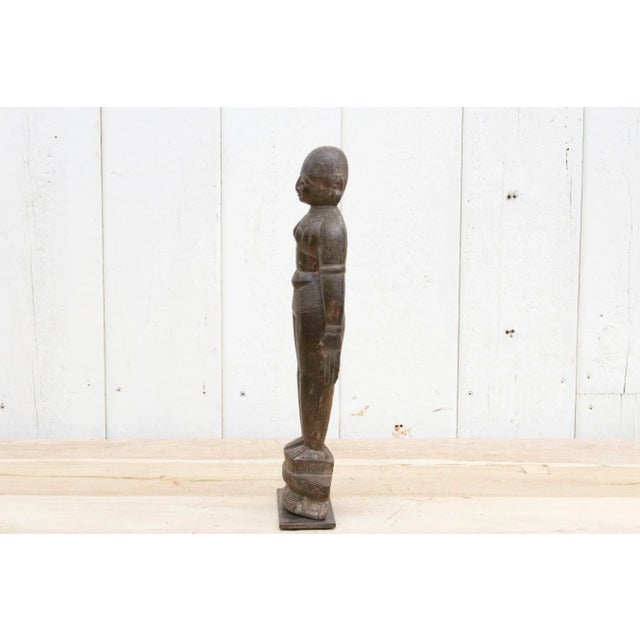 Brown Antique Finely Carved Indian Statue For Sale - Image 8 of 13