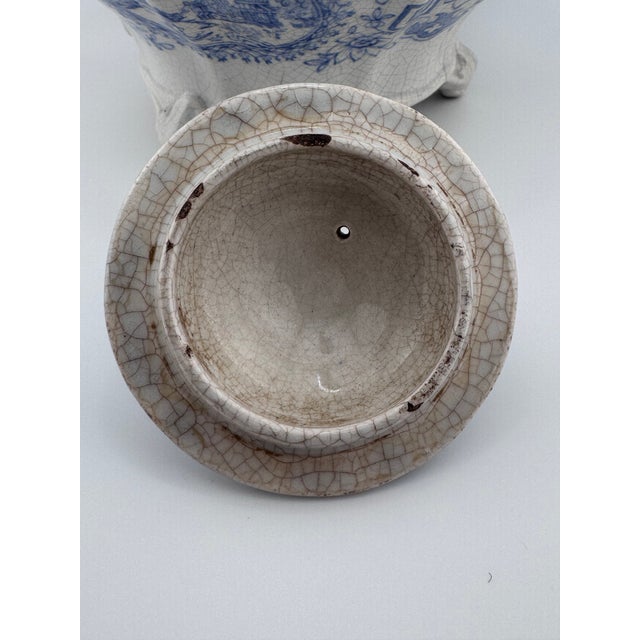 Chinoiserie Early 19th Century English Blue & White Transferware Teapot, Staffordshire c.1820 For Sale - Image 3 of 12