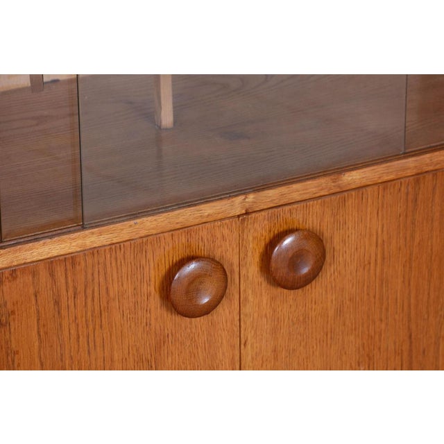 1950s Mid-Century Bookcase in Oak & Glass attributed to Up Závody, Czech, 1950s For Sale - Image 5 of 12