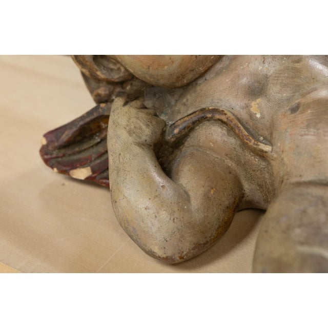 Late 19th Century Antique Italian Baroque Hand Painted Ceramic Cherub Sculpture, C. 19th Century For Sale - Image 5 of 7
