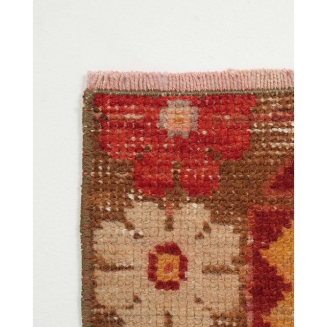 1970s Vintage Turkish Handmade Wool Cotton Red Runner Rug For Sale - Image 11 of 11