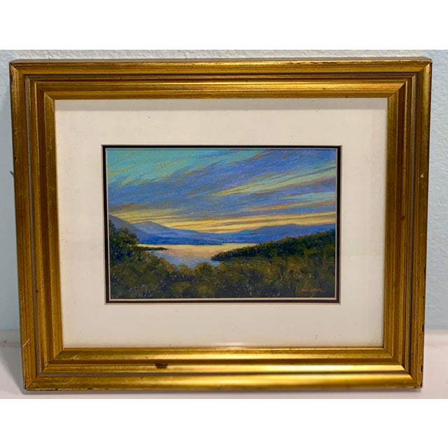 Late 20th Century Cam Sinclair New Hampshire Artist Sunset Painting For Sale - Image 5 of 6