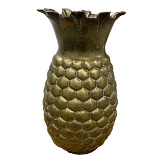 Vintage Brass Pineapple Vase For Sale