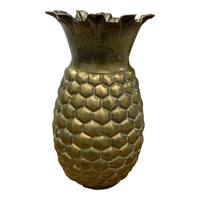 Vintage Brass Pineapple Vase For Sale