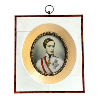 Vintage Hand-Painted Portrait Miniature For Sale