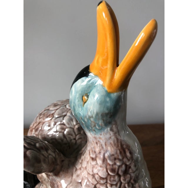 Vintage Bordallo Pinheiro Large Mallard Duck Ewer For Sale - Image 10 of 12