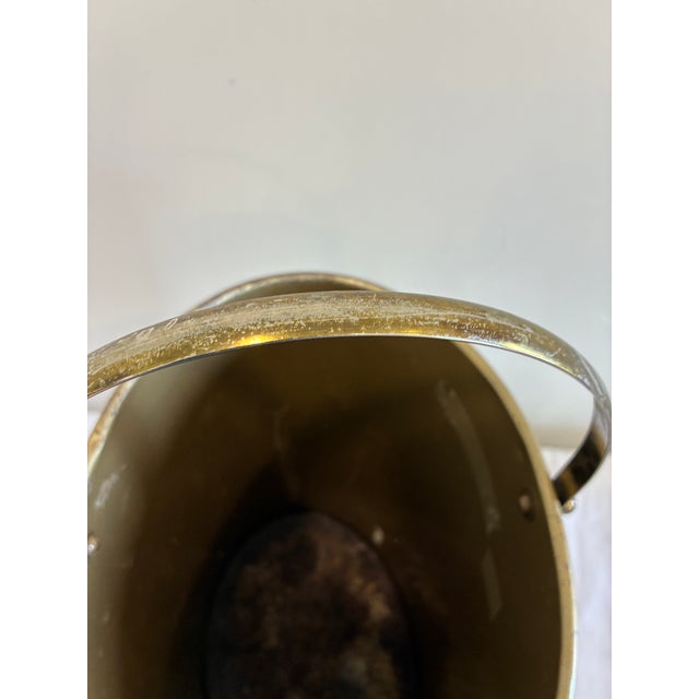 Vintage Mid-Century Black & Gold Wastebasket With Handle For Sale In Oklahoma City - Image 6 of 12