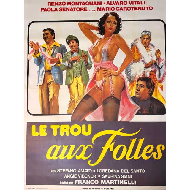 Large Original French Subway Poster of Italian comedy Hole of the Mad Queen's. Linen backed for protection. Printed in...