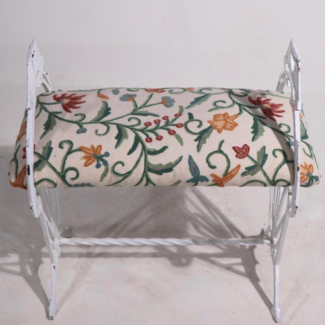 Metal Art Deco Metal and Upholstered Vanity, Window Bench For Sale - Image 7 of 9